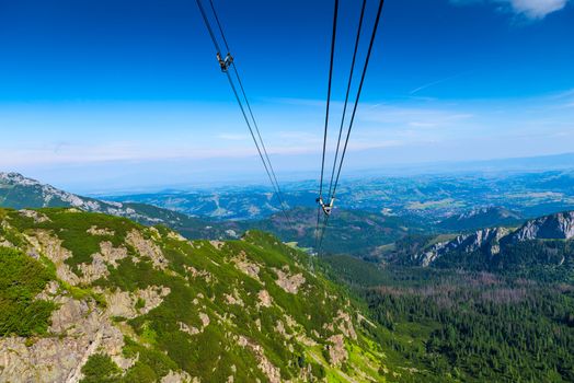 Ropes for the cable car in the beautiful glacier of Tatra, Poland