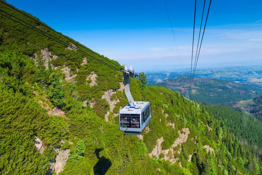 beautiful landscape cable car, climbing Kasprowy Wierch, Poland