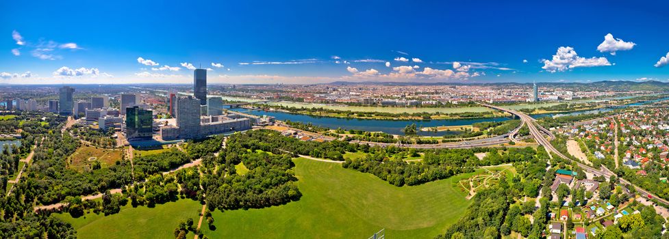 Vienna skyline and cityscape aerial panoramic view, capital of Austria