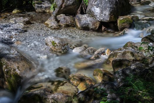 Tiny rapids at the Val Vertova torrent Lombardy near Bergamo in Italy