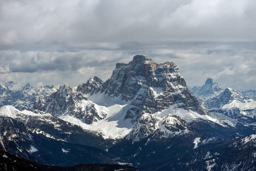 View from Sass Pordoi in the Upper Part of Val di Fassa