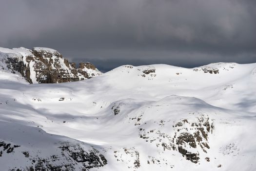 View from Sass Pordoi in the Upper Part of Val di Fassa