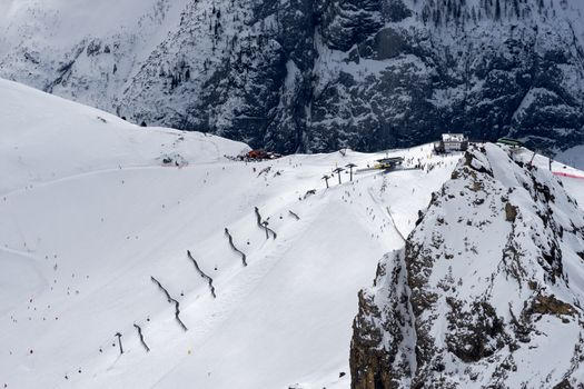 View from Sass Pordoi in the Upper Part of Val di Fassa