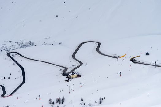 View from Sass Pordoi in the Upper Part of Val di Fassa