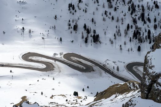 View from Sass Pordoi in the Upper Part of Val di Fassa