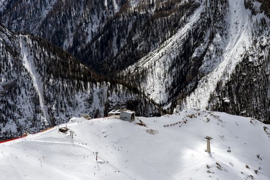 View from Sass Pordoi in the Upper Part of Val di Fassa