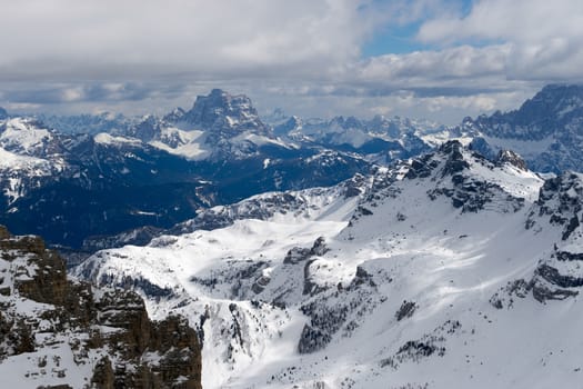 View from Sass Pordoi in the Upper Part of Val di Fassa