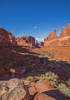 Wall Street, a well known formation of sandstone cliffs in Arches National Park near Moab, Utah.