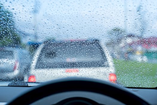 water drops on the windshield