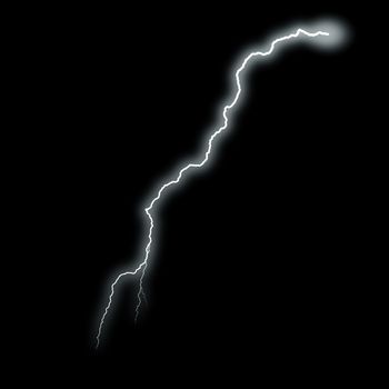 White lightning with a glow isolated over black background, photo realistic illustration. For the best effect set the layer with the lightning to screen mode.