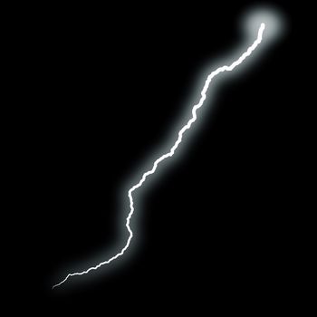 White lightning with a glow isolated over black background, photo realistic illustration. For the best effect set the layer with the lightning to screen mode.