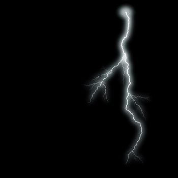 White lightning with a glow isolated over black background, photo realistic illustration. For the best effect set the layer with the lightning to screen mode.