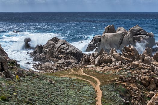 Waves Pounding the Coastline at Capo Testa Sardinia