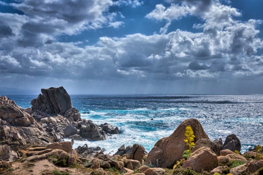 Waves Pounding the Coastline at Capo Testa Sardinia