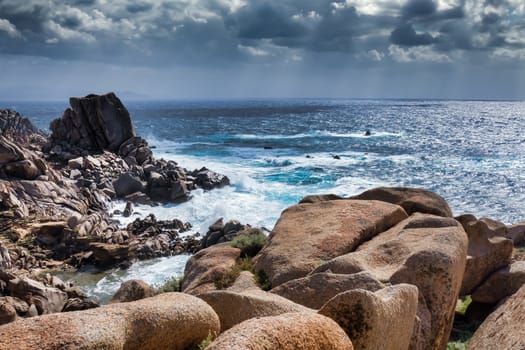 Waves Pounding the Coastline at Capo Testa Sardinia