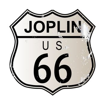 Joplin Route 66 traffic sign over a white background and the legend ROUTE US 66