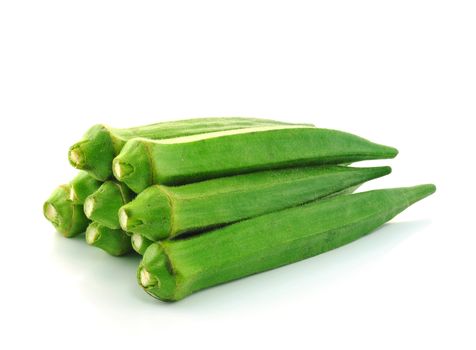 Okras on white background