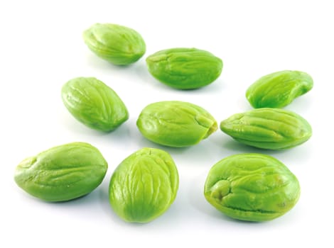 Tropical stinking edible beans on white background (Parkia Speciosa)