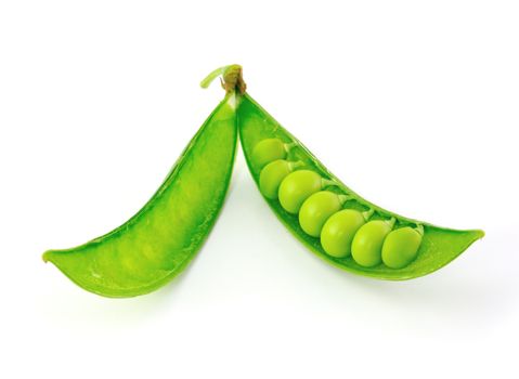 fresh green peas isolated on a white background