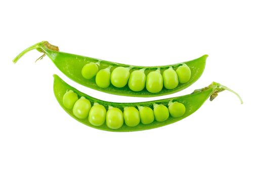 fresh green peas isolated on a white background