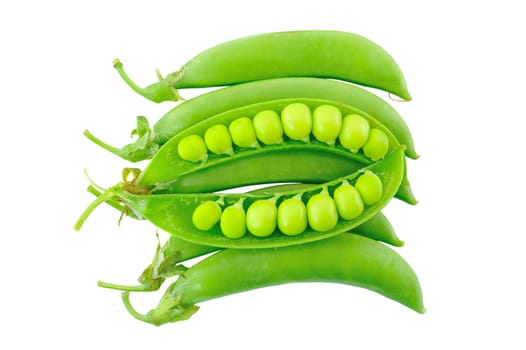 fresh green peas isolated on a white background