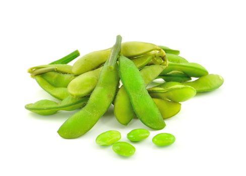 fresh green peas isolated on a white background