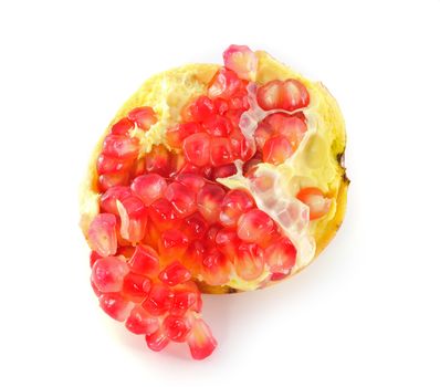 Ripe pomegranate fruit isolated on white background cutout