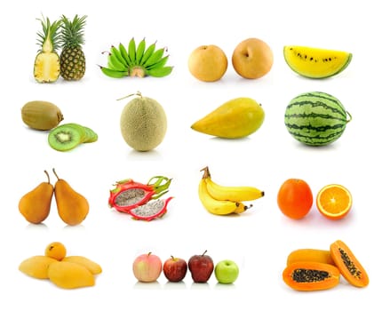 Large page of fruits isolated on white background 