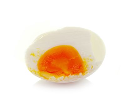 Shell boiled egg isolated on white background