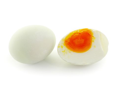 Shell boiled egg isolated on white background