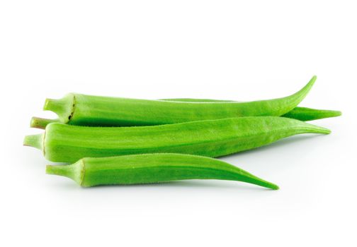 Okras on white background