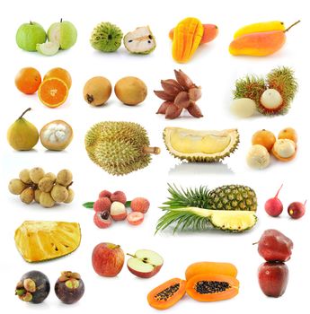 fruit collection isolated on white background