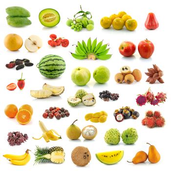 collection of fruit on white background