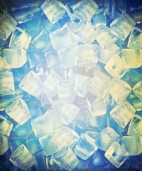 background with ice cubes in old paper