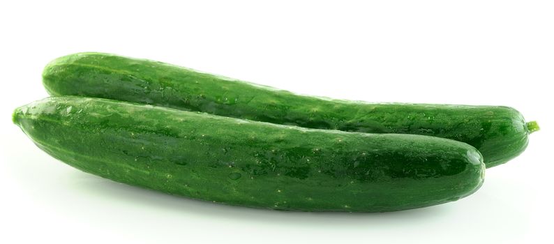 green cucumbers isolated on white background