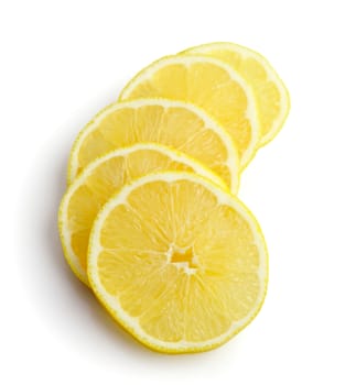 slices of lemon on white background