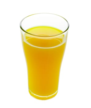 Full glass of orange juice isolated on white background