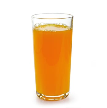 Full glass of orange juice isolated on white background