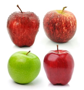 Red ripe and green apple isolated on white background