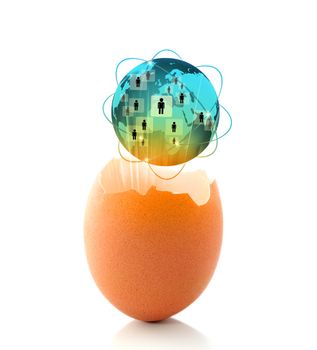 New world business concept with a glowing global egg