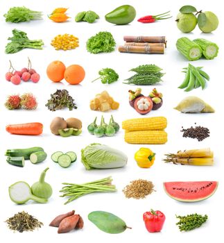 fruit and vegetable isolated on white background