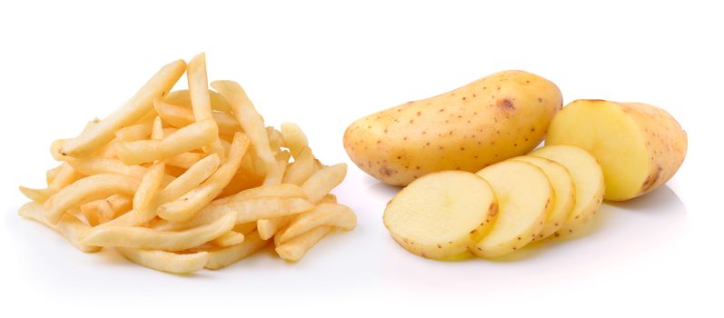 potato and french fries isolated on white background