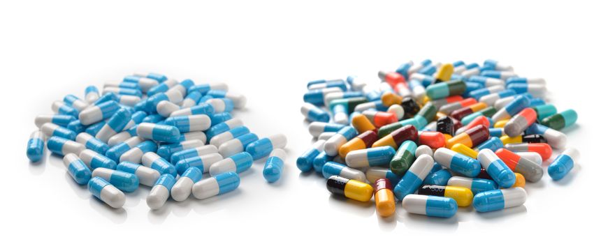 pills capsules on white background