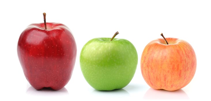 Red and green apple  isolated on white background