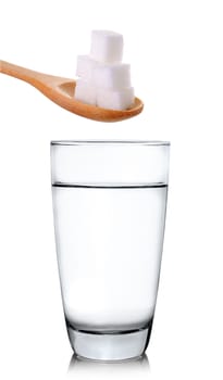 a glass of water with sugar