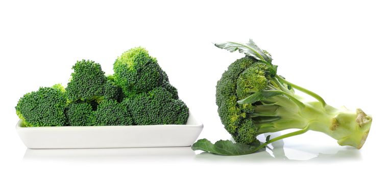 Fresh broccoli on white background