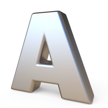 Metal font LETTER A 3D render illustration isolated on white background