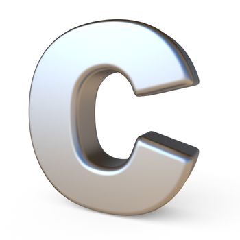 Metal font LETTER C 3D render illustration isolated on white background