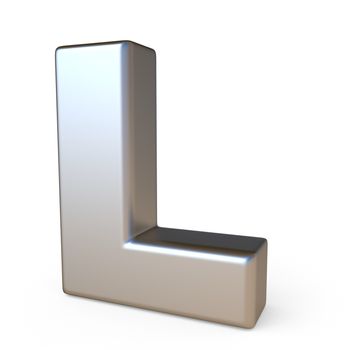 Metal font LETTER L 3D render illustration isolated on white background