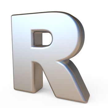 Metal font LETTER R 3D render illustration isolated on white background